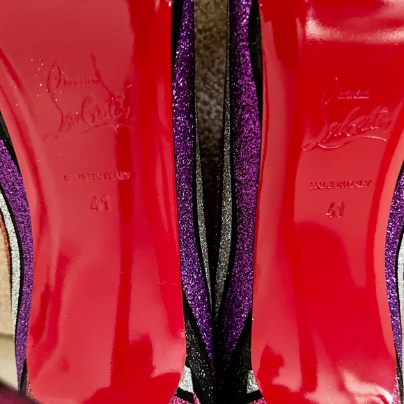 CHRISTIAN LOUBOUTIN SO KATE BOOTY 100 SUEDE STRIPY GLITTER - Picture 5 of 10